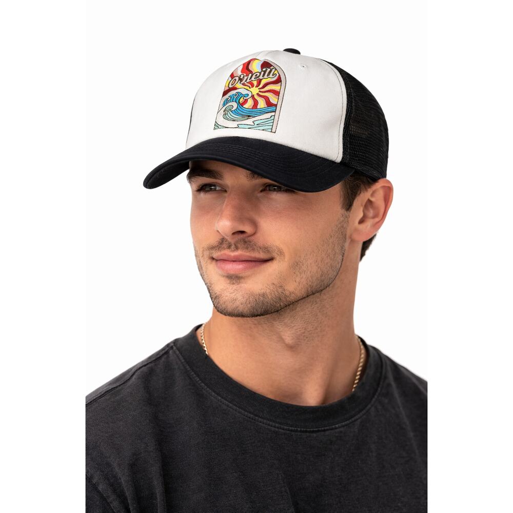 O’Neill Trucker Hat Surf Graphic Patch Black White Snapback Cap OS